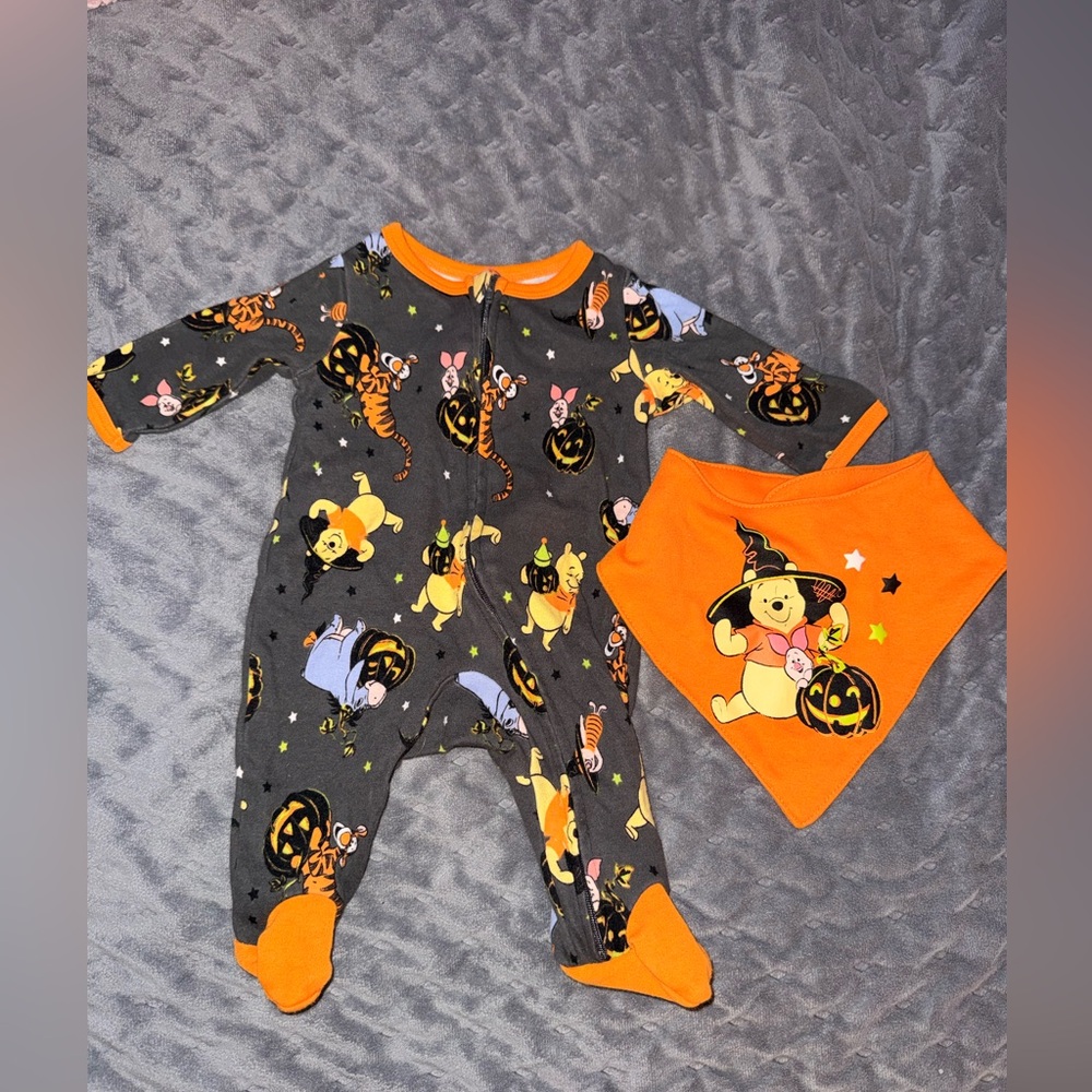 Disney Halloween Kids Footie Pajama Set - Black and Orange